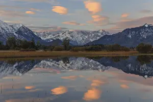 Mountains reflected in water, flood