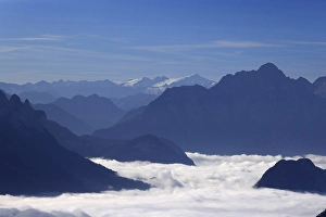Category Mountain Landscapes Prints: Mountains rising from a closed fog cover