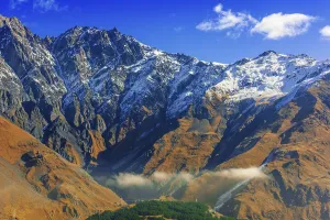 Mountains over Stepantsminda formerly Kazbegi in the Khevi province