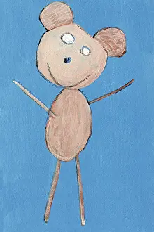 Mouse, stick figure, children's drawing