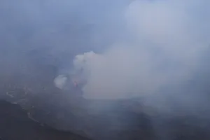 Mouth of the volcano with magma