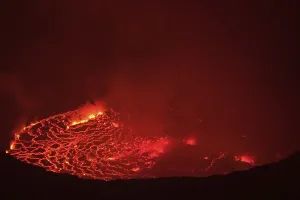 Mouth of the volcano with magma