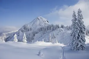 Mt. Schildenstein in winter, in the mountains near Tegernsee Lake