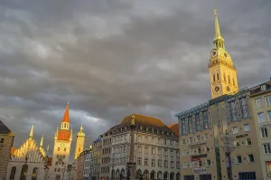 MUNCHEN, GERMANY - JULY 25, 2015: Urban scene
