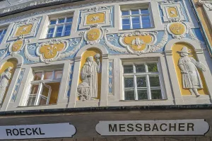 MUNCHEN, GERMANY - JULY 3, 2015: Facade detail of the Ruffinihaus (Ruffini House) in the old town of Munich