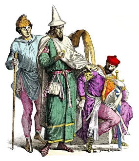 Munich Bilderbogen, costumes, 12th century