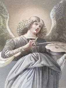 Music-making angel with a violin
