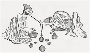 Muslim ascetics smoking hookah or hukka