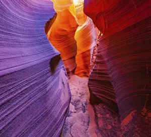 Mysterious purple - red tunnel and blue sky