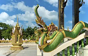 Mythological Naga snake on a banister
