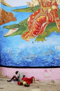 Mythological wall painting on ghats
