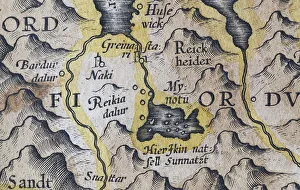 Myvatn or Myvatn, Iceland, hand-coloured Iceland copperplate engraving by Gerhard Mercator
