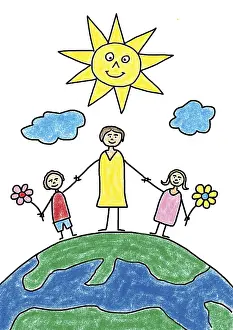 Framed Print : Naive illustration, child drawing Framed Print : Naive illustration, child drawing
