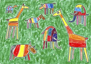 Naive illustration, children drawing