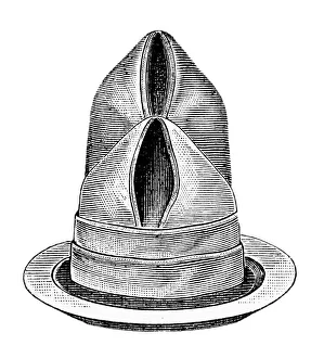 Napkin, historical illustration from: Marie Susanne Kuebler: the household