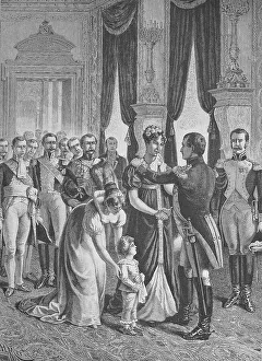Napoleon bids farewell to his woman and child