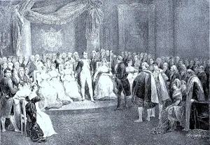 Napoleon and his court, a court is an extended royal household in a monarchy