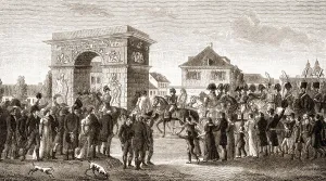Napoleon invading with his troops in Dusseldorf