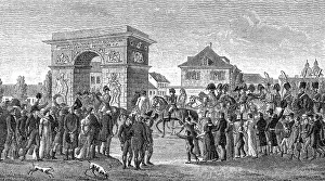 Napoleon invading with his troops in Dusseldorf