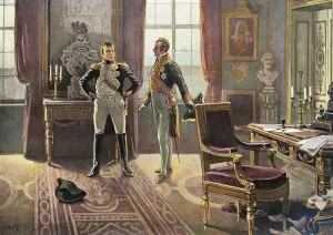 Napoleon with Prince Metternich at the meeting in Dresden on 26 June 1813