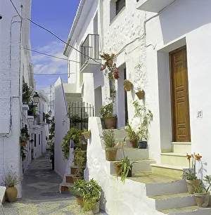 Narrow alley in the white village of Frigiliana