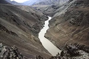 Narrow and austere valley in the Ladakh, India