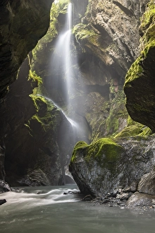 Category Mountain Landscapes Prints: Narrow gorge with waterfall, Wilson Creek