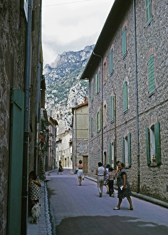 Narrow street in the village of Villefranche de Conflent, Pyrenees, France 1973