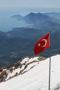 National flag on the mountain Tahtalı Dağı