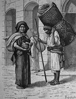 Native American Tortillera and a matt merchant in Mexico