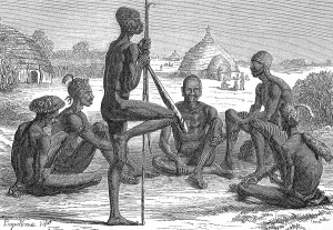 Natives of the Dinka tribe, an African ethnic group in Southern Sudan