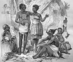 Natives in Senegal, Africa, historical woodcut