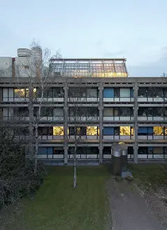Natural science institutes, roof landscape with greenhouse