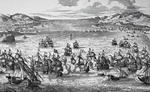 Naval battle between the Dutch and French navies at Syracuse on the 22nd of Aril 1676