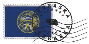 Nebraska Kearney Stamp with National Flag and Postmark