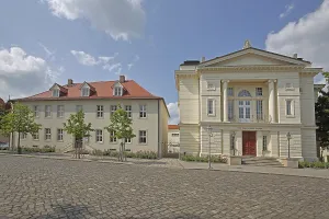 Neoclassical Carl-Maria-Von-Weber theatre and historic residential building