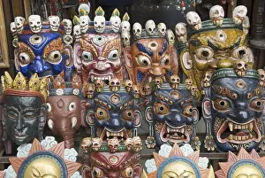 Category Buddhism Prints: Nepalese dance mask, Swayambhunat Temple