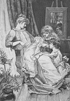 The Nesthaekchen, Mother with a newborn and two daughters in the flat