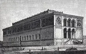 Neue Pinakothek in Munich, historical book illustration