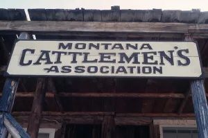 Nevada City historic ghost town, Montana, USA sign Montana Cattleman's Association sign 1976