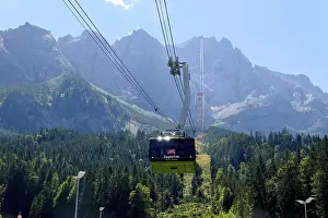 Category Mountain Landscapes Prints: New cable car to the Zugspitze from the Eibsee lake