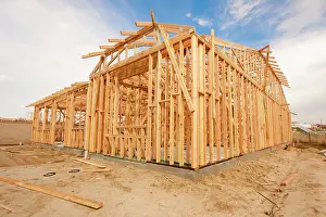 New Construction Wood Home Framing Abstract