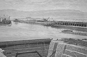 The new harbour of Suez, c. 1895