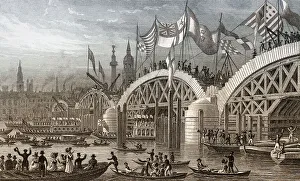 New London Bridge, with the Lord Mayor's Procession 1827