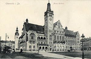 The new town hall in Chemnitz, 1912, Saxony, Germany, digitally enhanced reproduction from a historical original, around 1900, public domain, Europe