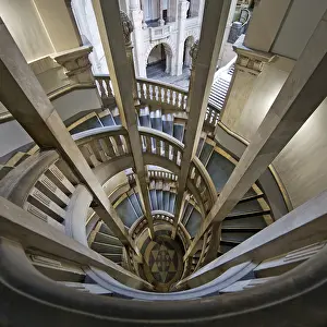 New Town Hall, interior view, spiral staircase