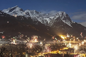 New Year's Eve fireworks over Garmisch-Partenkirchen