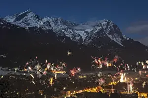 New Year's Eve fireworks over Garmisch-Partenkirchen