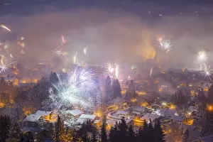 Category Mountain Landscapes Prints: New Year's Eve fireworks, Oberstdorf