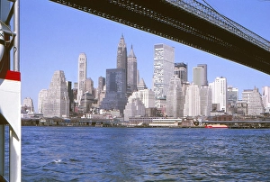 New York in 1966, downtown Manhattan, Brooklyn Bridge